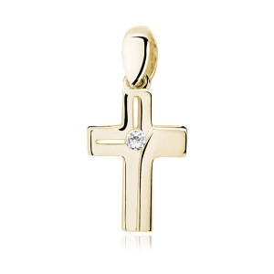 Cruciulita argint placata cu aur galben cu piatra DiAmanti K0054G_W1-DIA (Argint 925‰ 1,5 g.)
